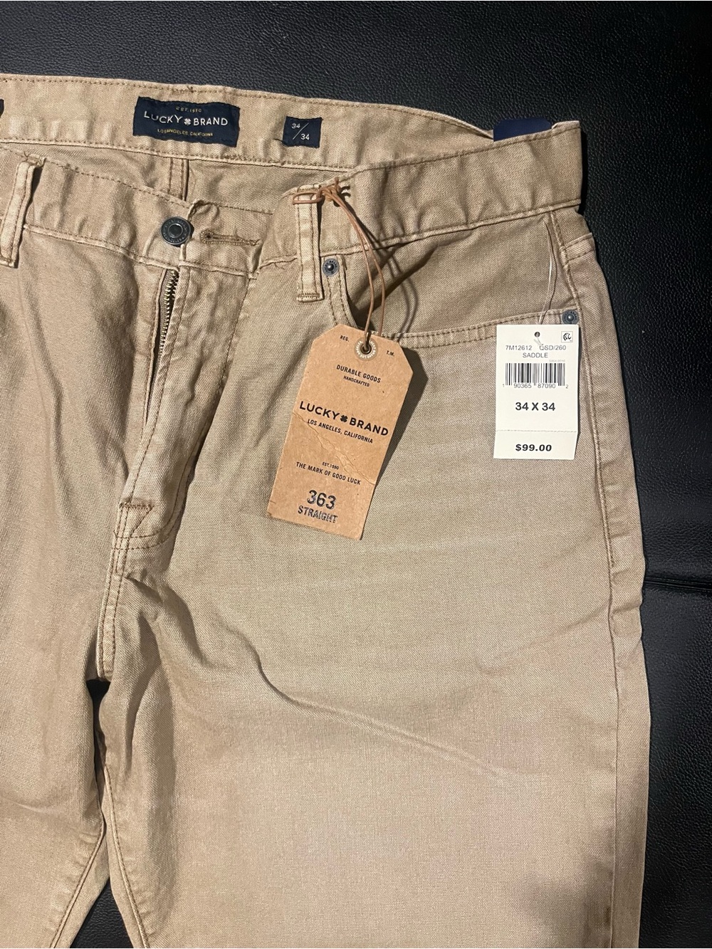 NWT. Tan/Beige Straight Leg Lucky Jeans, 34x34 - Picture 3 of 9